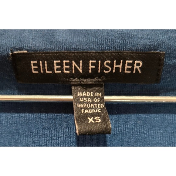 Eileen Fisher Blue Cowl Neck‎ Cap Sleeve Sheath Dress Women's XS Made in USA - Picture 2 of 5